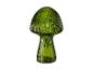 Groene geribbelde glazen paddestoelvormige decoratieve lamp