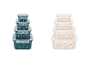 Twee sets voedselbewaarbakjes met kerstmotieven