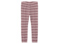 Gestreepte leggings in roze en donkerrood.