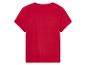 Een rood T-shirt met korte mouwen.