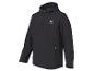 Een zwarte softshell jas met capuchon van Mountain Peak.