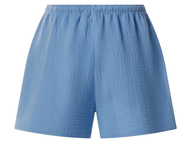 Blauwe katoenen damesshort met elastische tailleband