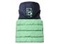 Kinderbodywarmer met capuchon in donkerblauw en mintgroen met de tekst 'LET'S'