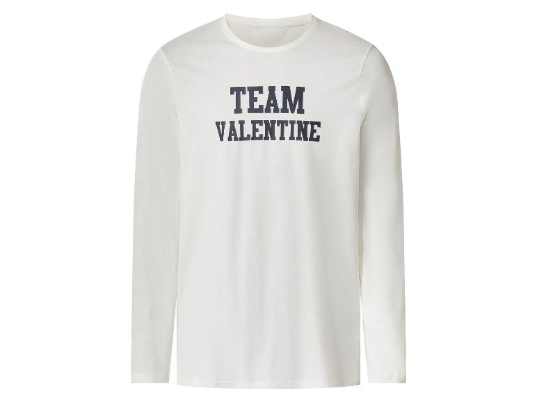 Wit T-shirt met lange mouwen en donkerblauwe tekst 'TEAM VALENTINE'
