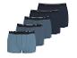ESMARA MEN herenboxers, 5-pack in diverse blauwtinten met zwarte taillebanden.
