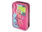 Roze Barbie etui met twee compartimenten.