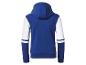 Blauw en wit hoodie.