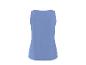 Achteraanzicht van een effen lichtblauwe dames tanktop.