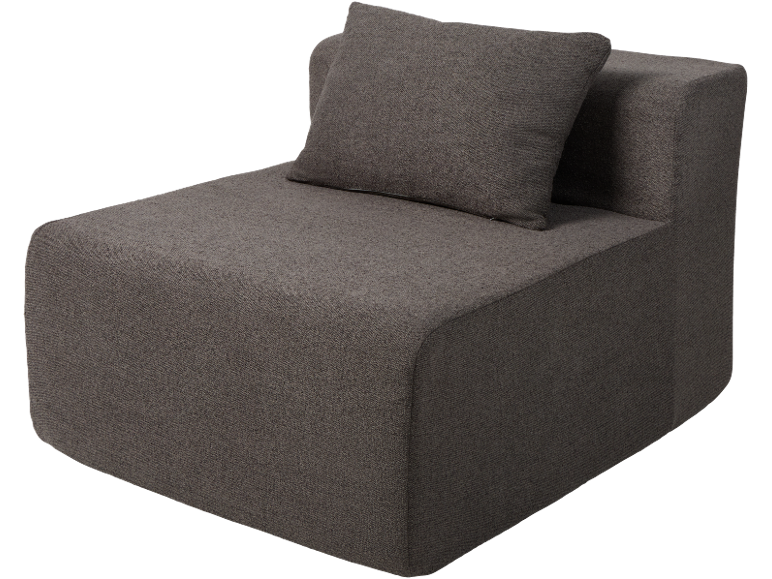 Donkergrijze gestoffeerde modulaire fauteuil met rugkussen