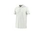 Wit poloshirt met korte mouwen en bruine strepen op de kraag en mouwen