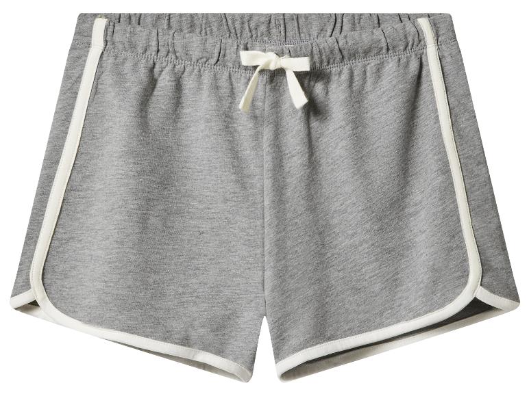 Grijze gemêleerde shorts met witte bies en trekkoord in de taille