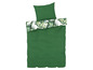 Groen beddengoed met tropische print.