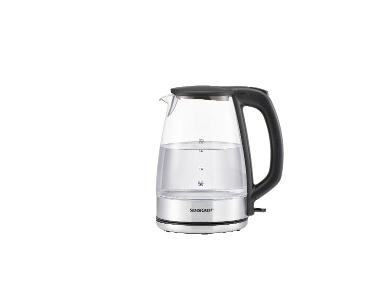 Glazen waterkoker van SilverCrest met verborgen verwarmingselement.