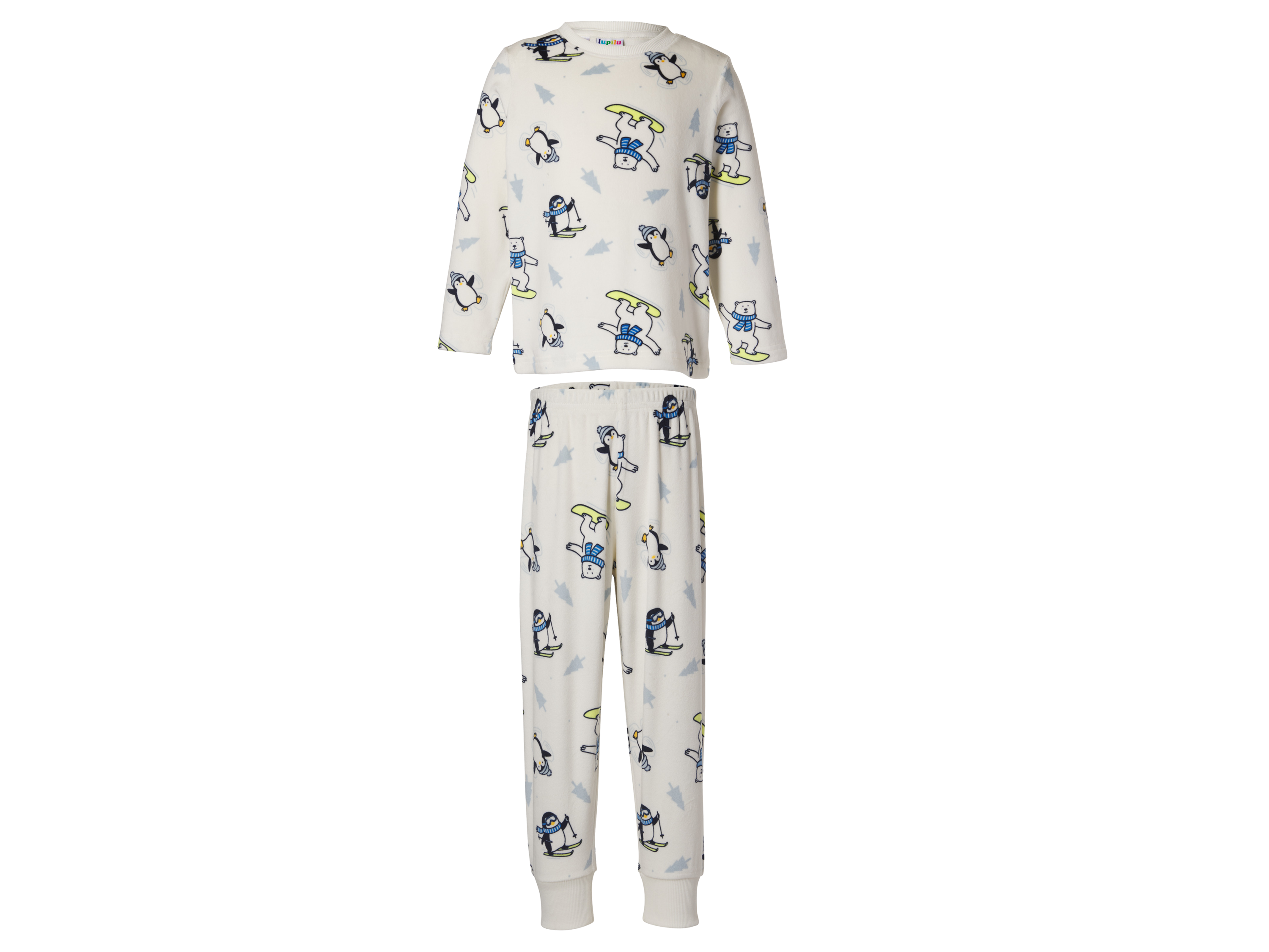 LUPILU Kinder pluche pyjama, lang (Crème, 110/116)