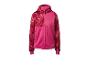 Roze en rood patroon capuchonjack met rits en zakken.