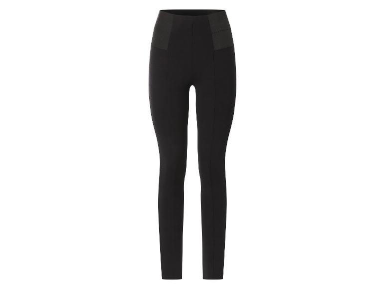 Zwarte dameslegging met hoge taille en elastische tailleband.