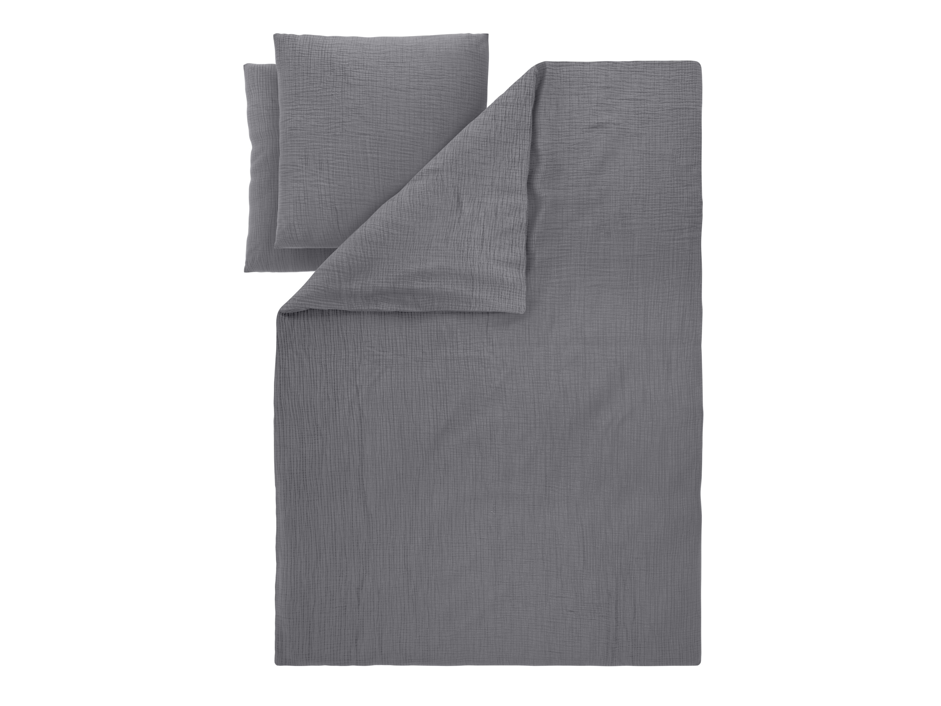 LIVARNO Mousseline dekbedovertrek 240 x 220 cm (Donkergrijs)