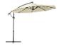 Beige zweefparasol met zijpaal en zwart frame