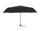 Een zwarte paraplu, dichtgeklapt.