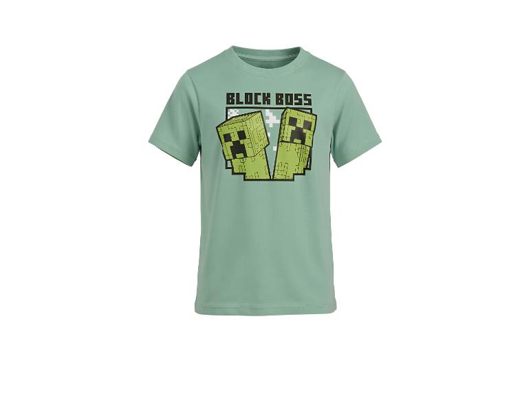 Groen kinder-T-shirt met Minecraft 'BLOCK BOSS' en twee Creepers.