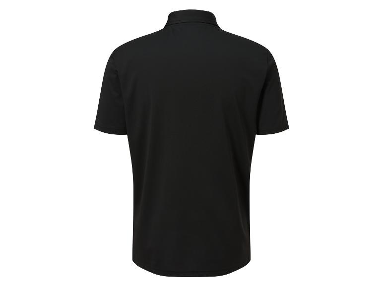 Zwart poloshirt met korte mouwen.