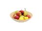 Een houten kom met rode appels, groene peren en gele citroenen.