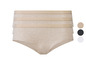 Drie paar beige onderbroeken met brede elastische tailleband.