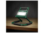 Een groene Parkside werklamp met een verstelbare voet.