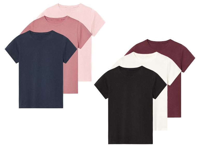 Set korte mouw t-shirts: zwart, donkerblauw, roze en bordeaux.