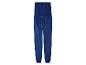 Blauwe fluwelen jumpsuit met elastische taille.