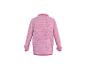 Roze fleece trui met lange mouwen en kraag, achteraanzicht.