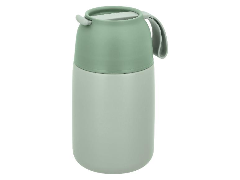 Groene thermosfles met handvat en deksel
