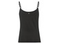 Een zwart tanktop met spaghettibandjes.