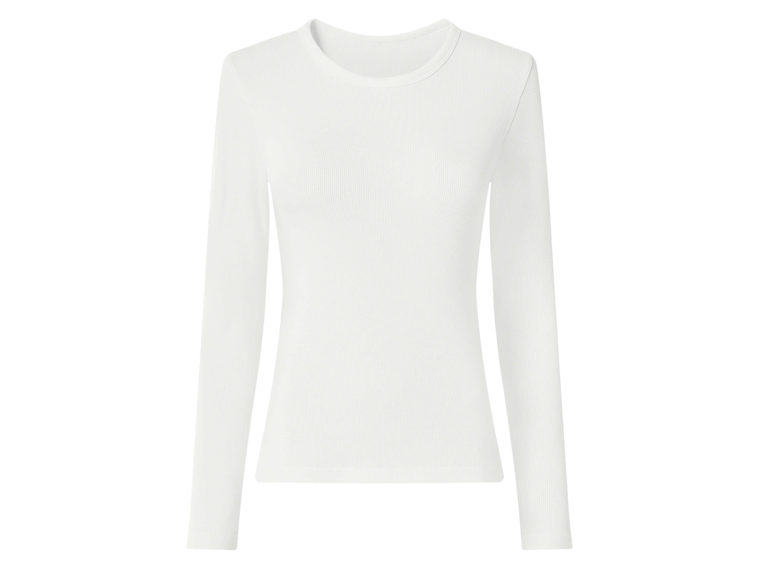esmara Rib dames longsleeve (Wit, XS (32/34))
