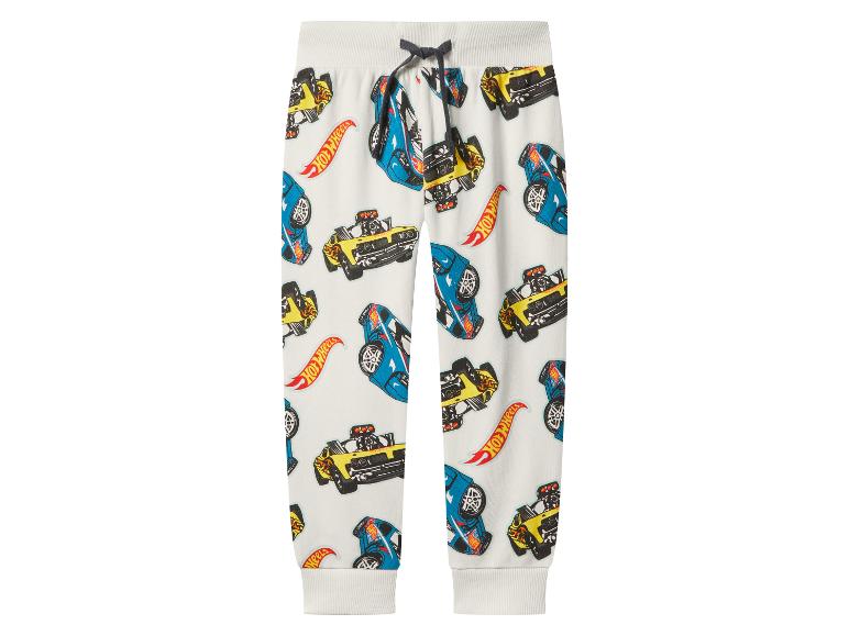 Kinder joggingbroek in gebroken wit met Hot Wheels print