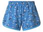 Blauwe shorts met cartoonfiguur en maan-/sterrenmotieven.