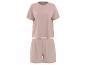 Roze dames pyjamaset met T-shirt en korte broek