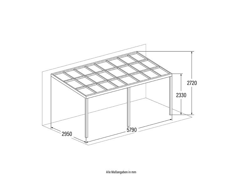 Pergola afmetingstekening met maten 2950 mm, 5790 mm, 2330 mm en 2720 mm.
