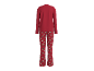 Rode damespyjama met lange mouwen en broek met print, achterkant
