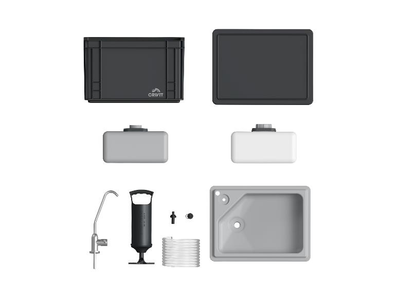 Spoelbak, Crivit watertanks en kampeeraccessoires.