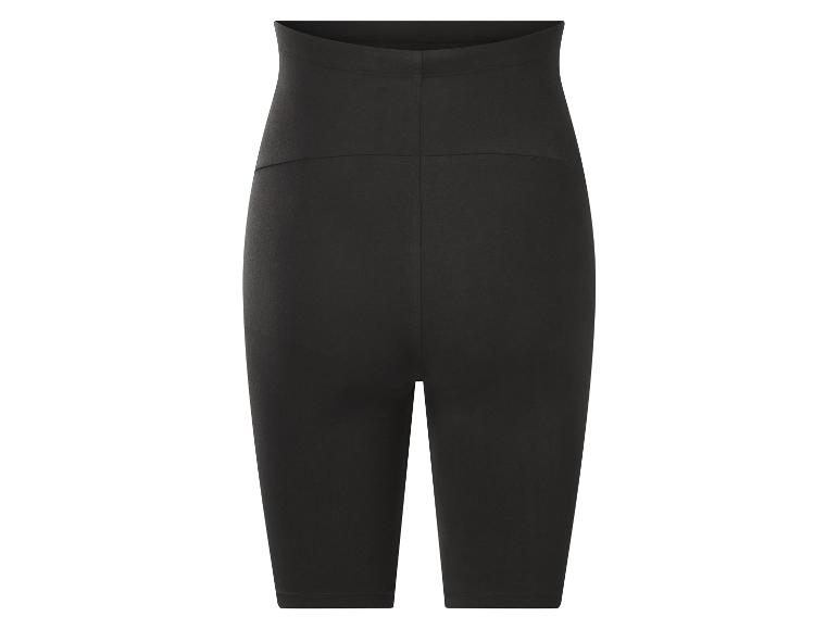 Zwarte hoge taille fietsbroek of corrigerende shorts op een witte achtergrond