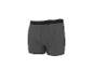 Donkergrijze boxershort voor heren met een zwart-wit gestreepte tailleband.