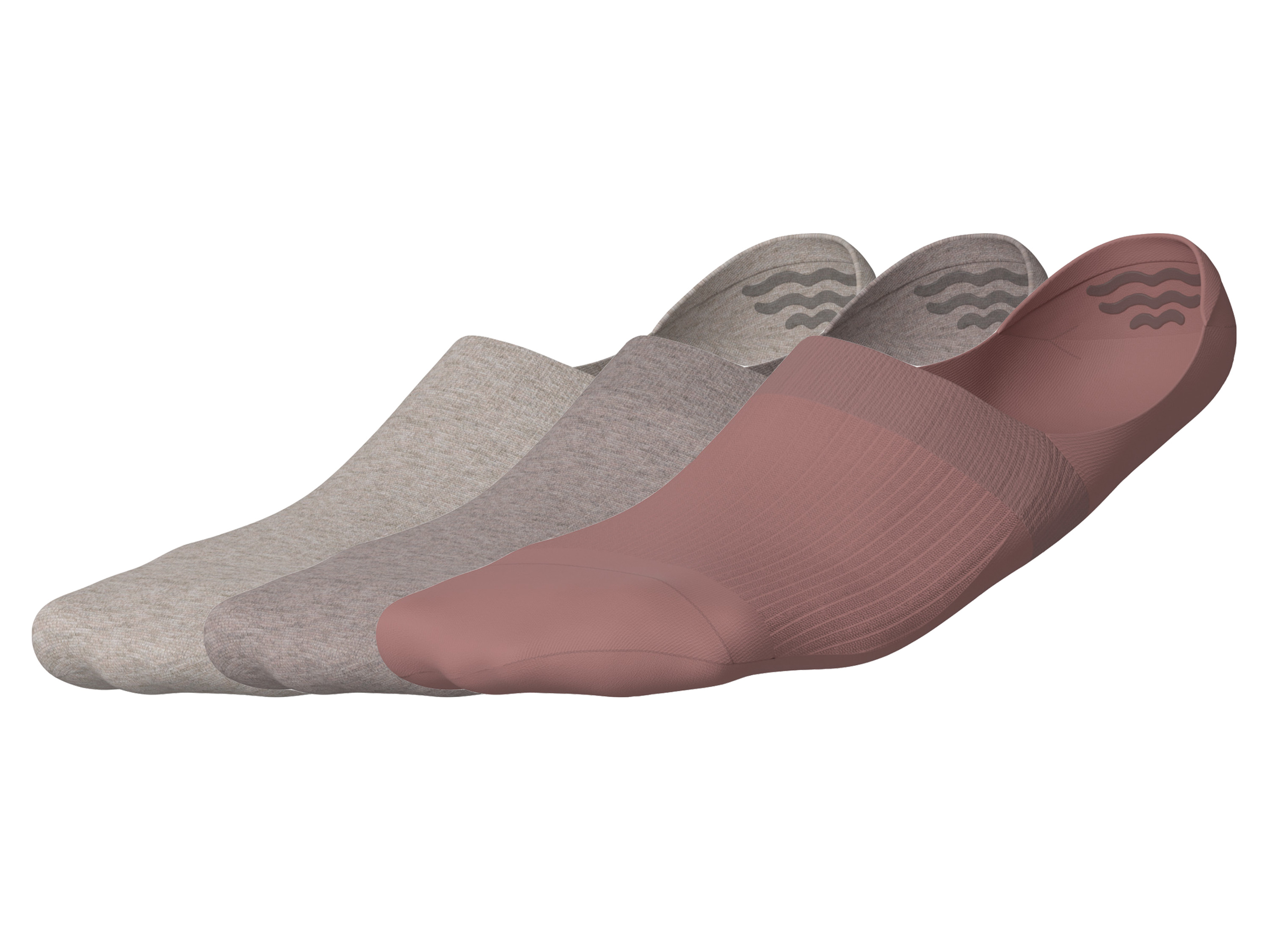 esmara 3 Paar sneakersokken (Beige/lichtroze, 39-42)