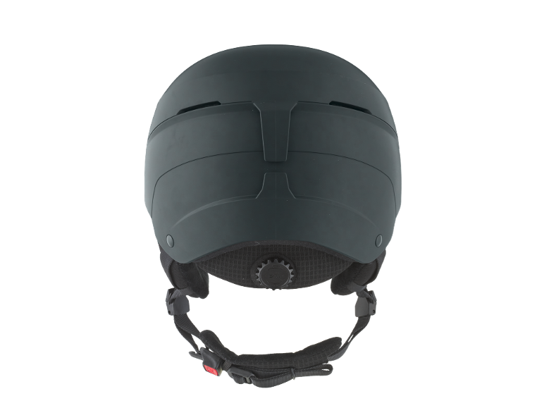 Zwarte skihelm met verstelsysteem en kinband