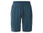Donkergroenblauwe heren sweatshorts met elastische tailleband en trekkoord.