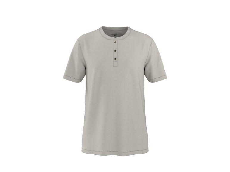 Lichtbeige Henley T-shirt met korte mouwen voor heren