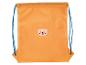 Oranje trekkoordtas met leeuwenprint voor kinderen.