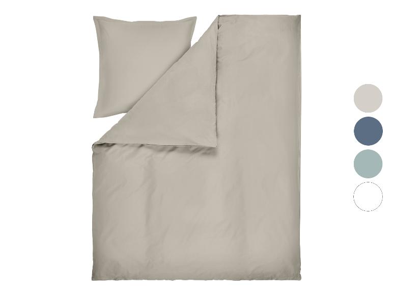Beige dekbedovertrekset met kussensloop en kleurstalen.