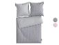 MICHALSKY beddengoed met grijs-wit geometrisch patroon en effen grijs, met twee kussens.