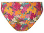 Een bikini-onderdeel met een tropische print van bloemen en bladeren.